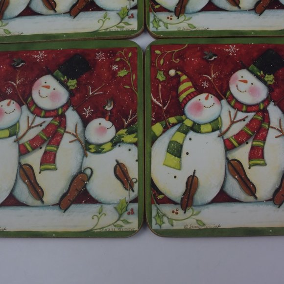 Vintage Seagull Studios Holiday Snowmen Coasters Set of 6 Design by Susan Winget - Picture 6 of 12
